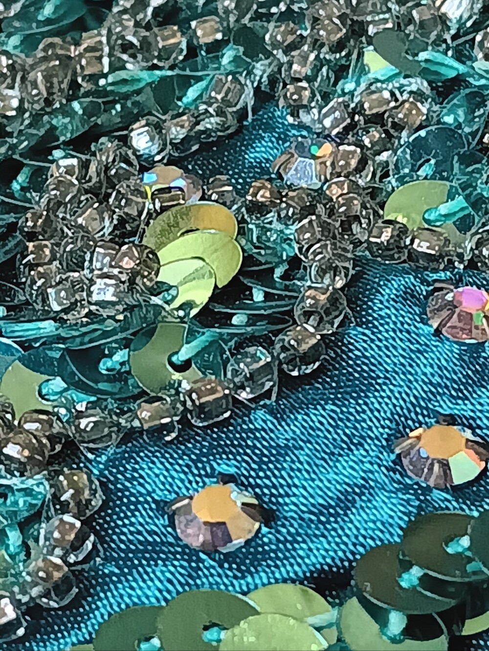 True Vintage Mike Benet Teal Full Sequin Beaded Formal Evening Gown USA, Size 6 - Picture 12 of 16